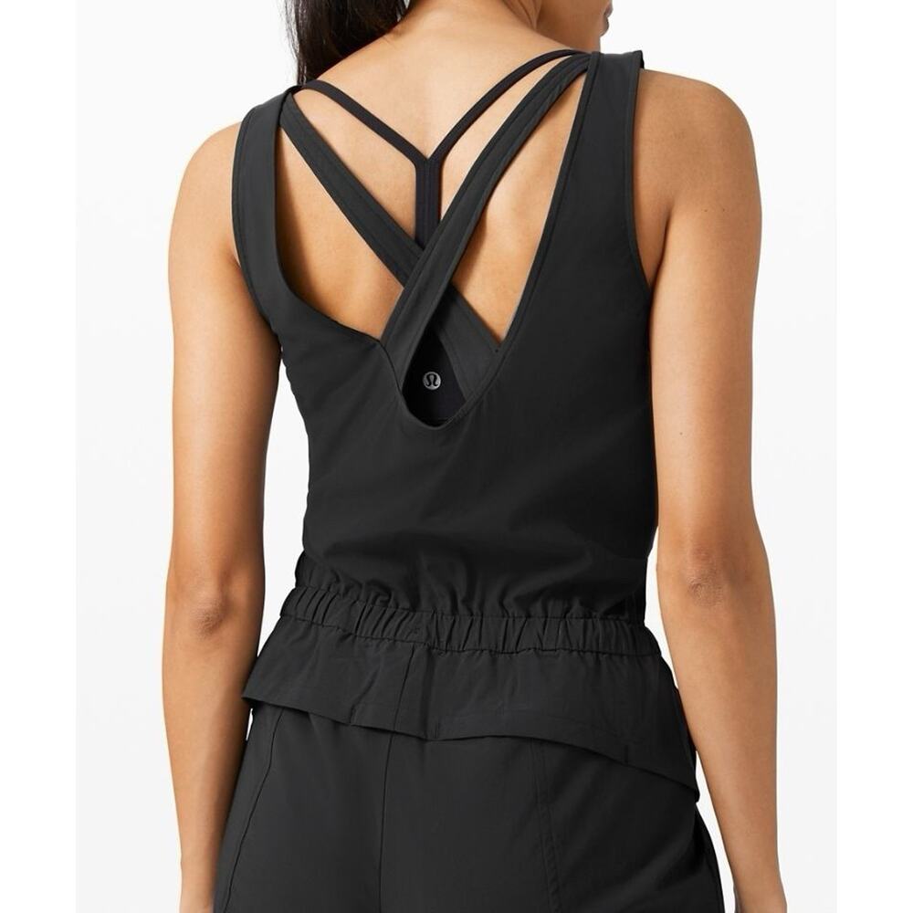 Lululemon Shift in Time Jumpsuit Romper Black One Piece Womens Size 12 Yoga - Picture 4 of 8
